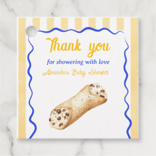 Étiquettes Cadeau Petit Cannoli Fête de Naissance Bleu Jaune Italien