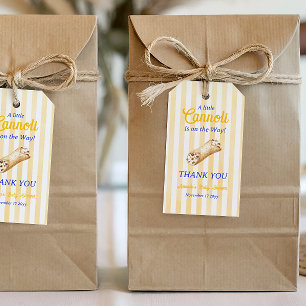 Étiquettes-cadeau Petit Cannoli Jaune Bleu Baby Shower Italien