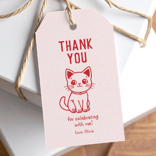 Étiquettes-cadeau Petit chat merci (CHANGER TOUTES LES COULEURS)
