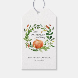 Étiquettes-cadeau Petit Citrouille Automne Automne Merci Vert