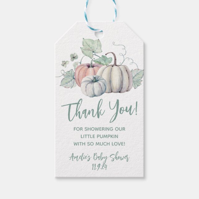 Étiquettes-cadeau Petit Citrouille, Automne, Cadeau de Baby Shower d (Devant)