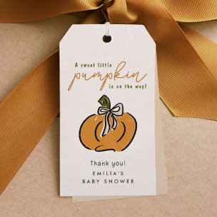 Étiquettes-cadeau Petit Citrouille Sur Le Chemin Baby shower Merci