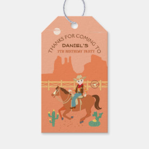 Étiquettes-cadeau Petit cow-boy cool et cheval fête d'anniversaire