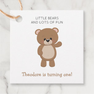 Étiquettes Cadeau Petit Ours Tourne Un 1Er Anniversaire Boisé
