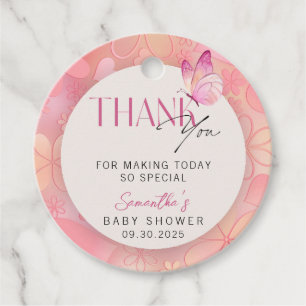 Étiquettes Cadeau Petit papillon sur le chemin Baby shower Merci