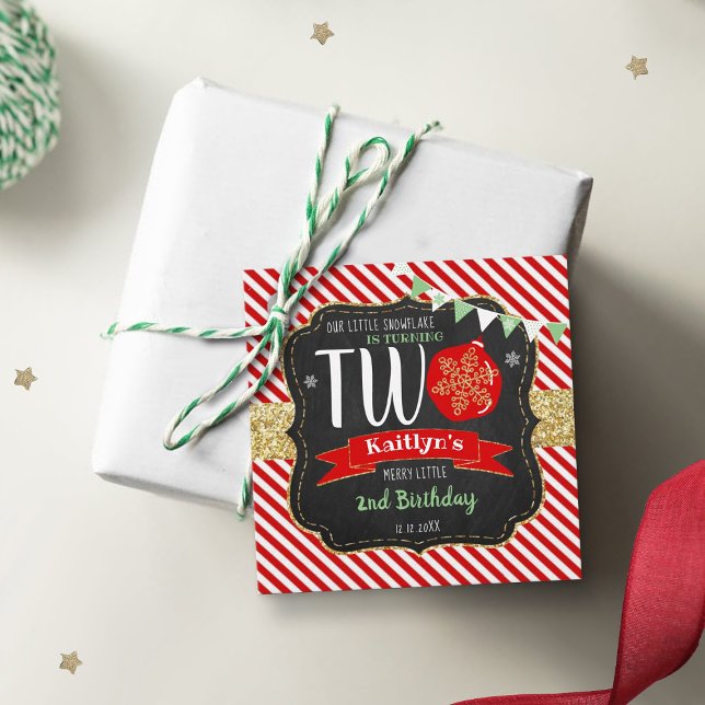Étiquettes Cadeau Petit Snowflake Turning 2 ! Noël 2 Anniversaire (Créateur téléchargé)