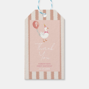 Étiquettes-cadeau Petite bête rose oie Merci d'anniversaire