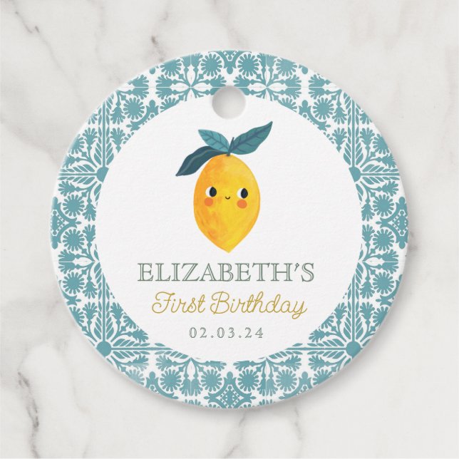 Étiquettes Cadeau Petite Cutie Citrus Citrus Anniversaire (Devant)