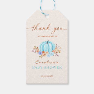 Étiquettes-cadeau Petite Fête de Bébé Citrouille Bleu Garçon