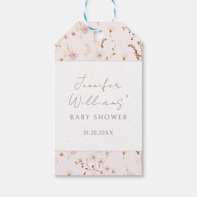 Étiquettes-cadeau Petite fleur sauvage rustique petite fille douche  (Devant)