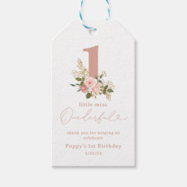 Étiquettes-cadeau Petite Miss Rose Onederful 1er Anniversaire Privil