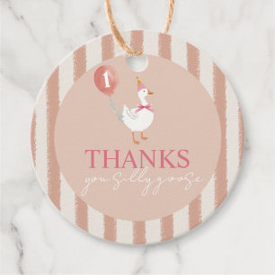 Étiquettes Cadeau Petite petite oie rose ballons fille 1er anniversa