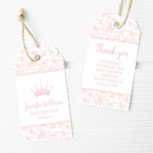 Étiquettes-cadeau Petite princesse rose petite fille douche merci