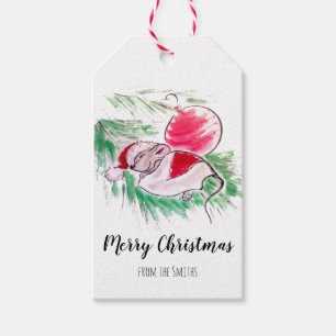 Étiquettes-cadeau Petite souris endormie de Noël et Nouvel An