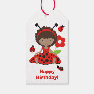 Étiquettes-cadeau Petites filles de la coccinelle rouge