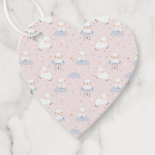 Étiquettes Cadeau Petits agneaux accrochés sur les nuages-Baby showe
