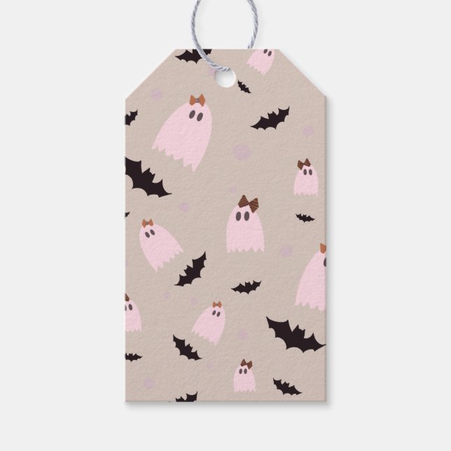 Étiquettes-cadeau petits fantômes Balises cadeau ou astuces Hallowee (Devant)