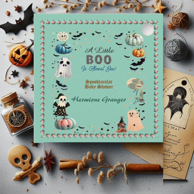 Étiquettes Cadeau Peu de BOO est dû Citrouille  Éffrayant Baby showe (Little BOO Is Due Ghost Pumpkin Spooky Baby Shower Favor Tags)