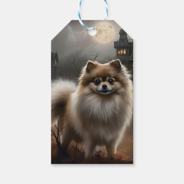 Étiquettes-cadeau Peur d'Halloween de Poméranie (Devant)