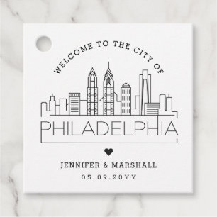 Étiquettes Cadeau Philadelphie Skyline   Accueil Mariage