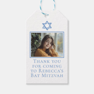 Étiquettes-cadeau Photo bat mitzvah Star bleue du parti David