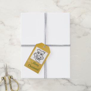 Étiquettes-cadeau Photo carrée saisonnière avec la salutation d'or