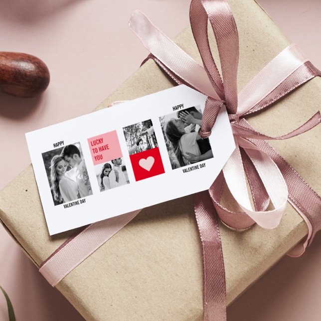Étiquettes-cadeau Photo Collage Couple | Cadeau moderne Valentines (Créateur téléchargé)