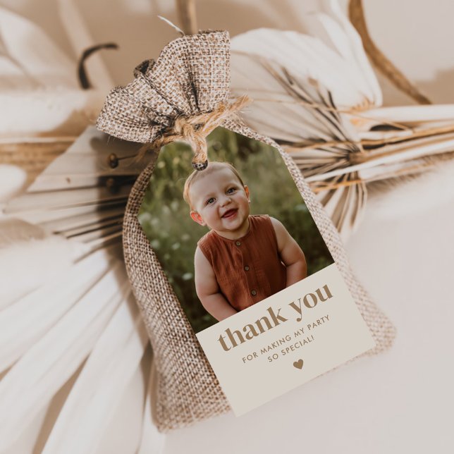 Étiquettes-cadeau Photo d'anniversaire du Merci (Créateur téléchargé)