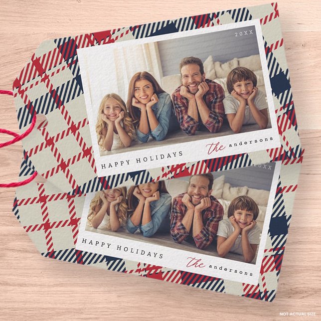 Étiquettes-cadeau Photo de famille personnalisée de Noël de Motif mo (Créateur téléchargé)