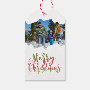Étiquettes-cadeau Photo de Joyeux Noël illustrée