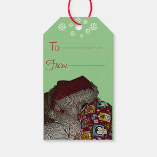 Étiquettes-cadeau photo drôle de mignon chien habillé pour noël
