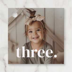 Étiquettes Cadeau Photo du 3e anniversaire - trois