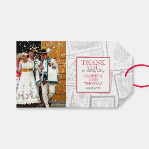 Étiquettes-cadeau Photo du Mariage de la Pologne rouge
