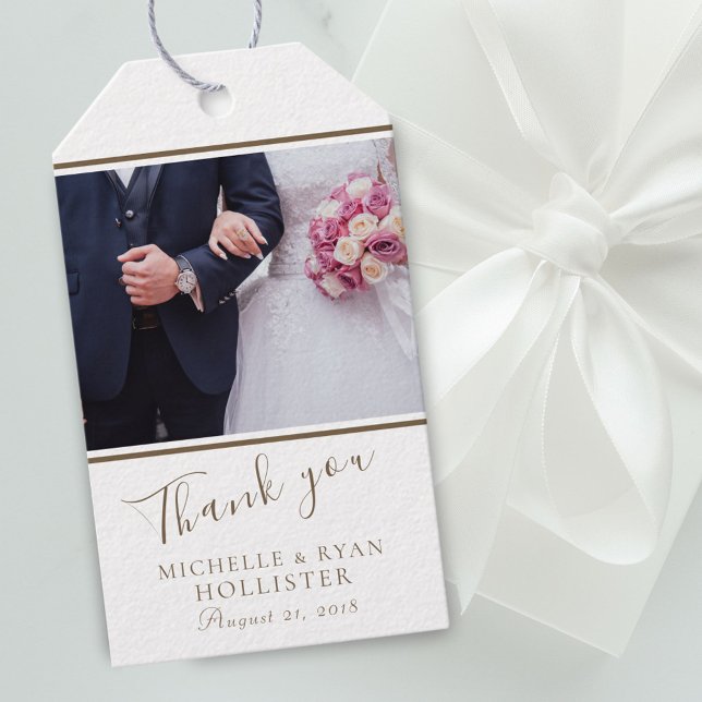 Étiquettes-cadeau Photo Elégant Merci de mariage personnalisable (Créateur téléchargé)