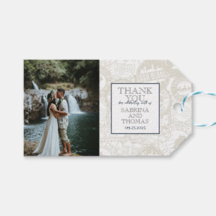 Étiquettes-cadeau Photo Mariage de Navy Blue Hawaii