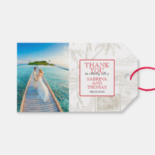 Étiquettes-cadeau Photo Mariage des Maldives rouges
