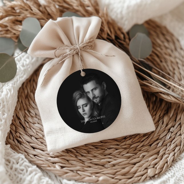 Étiquettes Cadeau Photo moderne en noir et blanc (Créateur téléchargé)