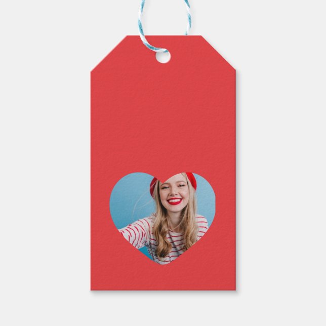 Étiquettes-cadeau Photo personnalisée Cute Noël de coeur (Devant)