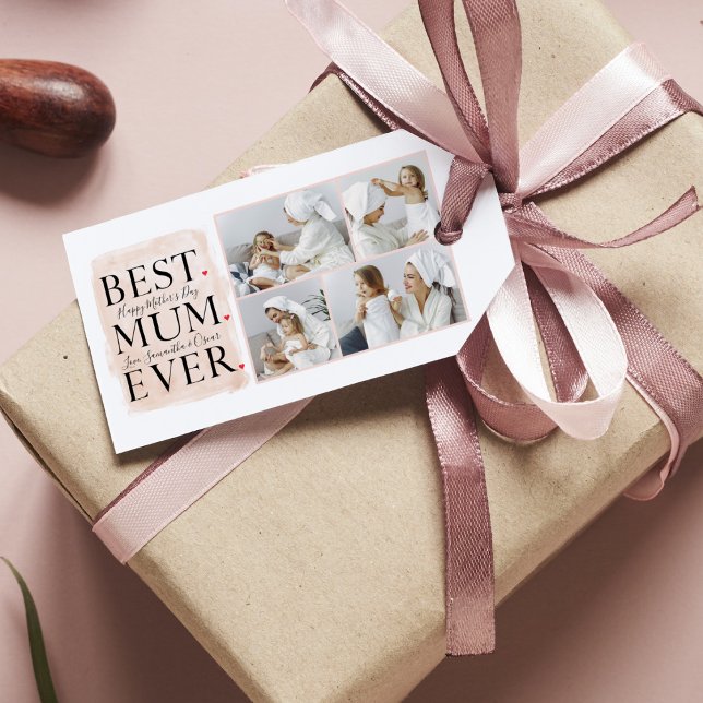 Étiquettes-cadeau Photo Pink Happy Mothers Day (Créateur téléchargé)