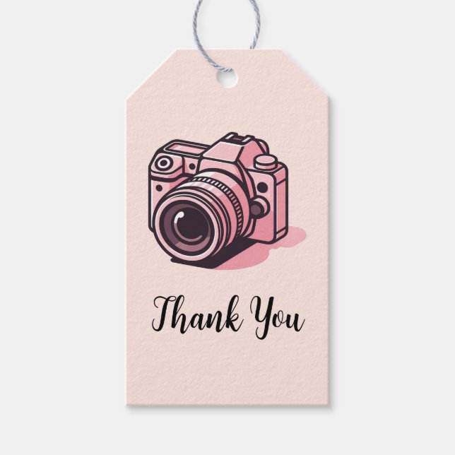 Étiquettes-cadeau Photo reflex rose tendance Personnalisée (Devant)