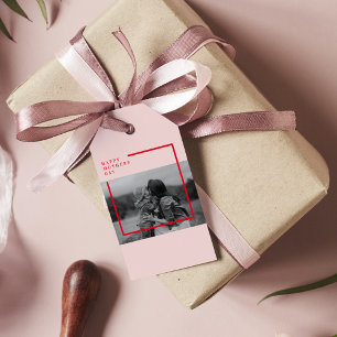Étiquettes-cadeau Photo rose et rouge Cadeau de la fête des mères