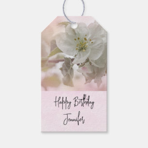 Étiquettes-cadeau Photo White Apple Blossom Anniversaire