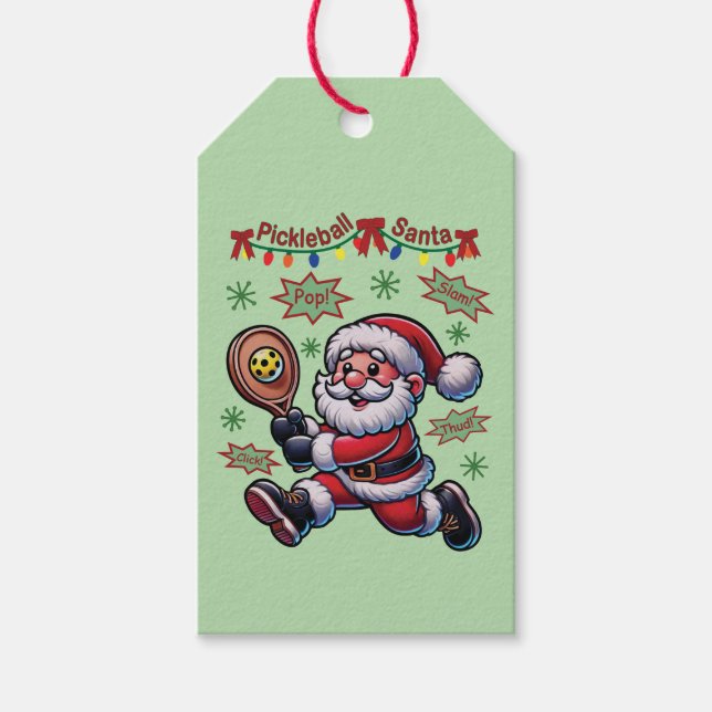 Étiquettes-cadeau Pickleball Noël du Père Noël (Devant)
