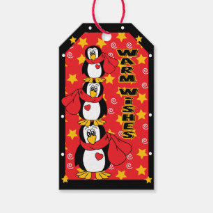 Étiquettes-cadeau Pile adorable mignonne de pingouin