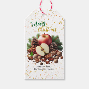 Étiquettes-cadeau Pin et Pommes de cannelle Nature Noël