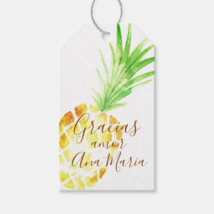 Étiquettes-cadeau Piña tropical "infundida de amor" personalizada