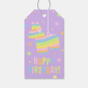 Étiquettes-cadeau Pinata Pastel Joyeux Anniversaire Confettis