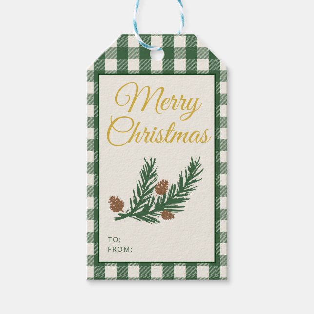 Étiquettes-cadeau Pine Needle Lane Christmas - Deep Pine Green (Devant)