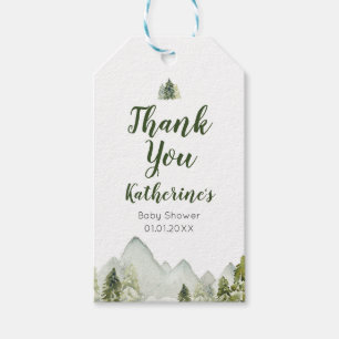 Étiquettes-cadeau Pine Tree Rustique Baby shower d'aventure Merci