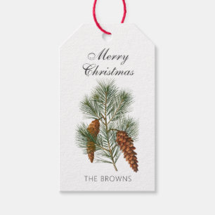 Étiquettes-cadeau Pinecones et branches de pin Vintage rustique